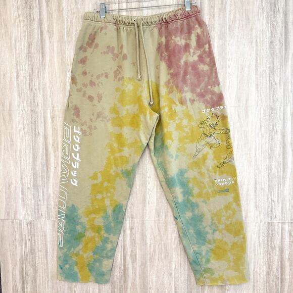 Primitive x Dragon Ball Super Goku Pants Men’s Small Crop Yellow Washed Fleece - Picture 1 of 16